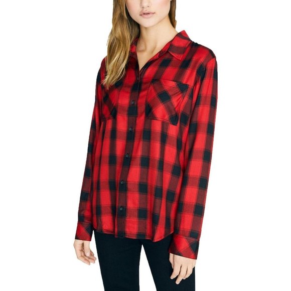 Sanctuary Tops - NEW Sanctuary On Fire New Generation Plaid Boyfriend Shirt